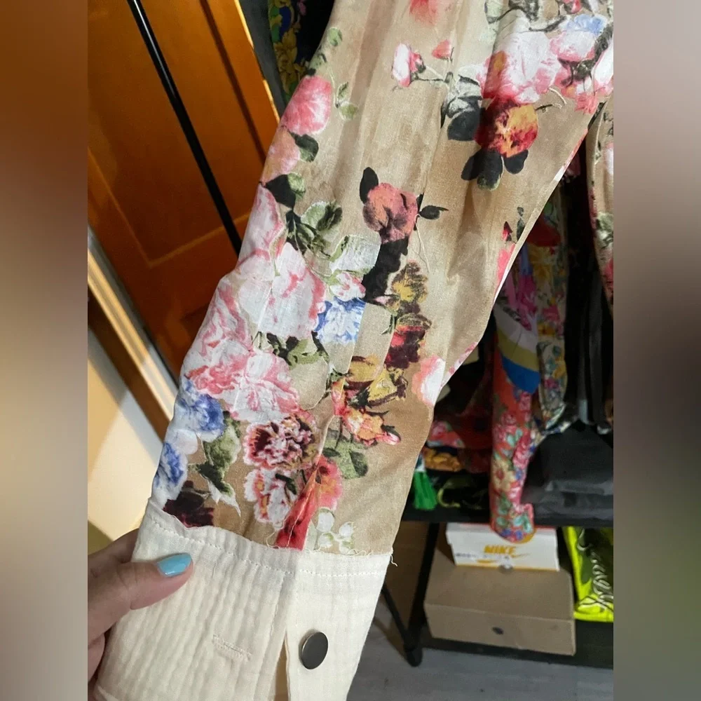 P.o.l Exposed Pockets Floral Shirt In Size Large. - Picture 8 of 13